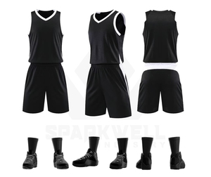 Ensemble de maillot de basket-ball personnalisé blanc et rouge, débardeur sans manches avec short, polyester respirant, vêtements de sport unisexes pour adultes - Product Image 2