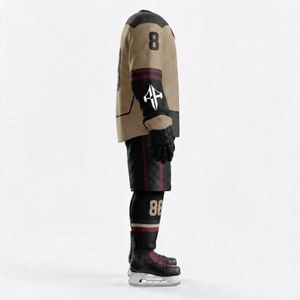 Ice Hockey Uniform Set With Heat Transfer Printing V-Neck Collar Elastic Waist 100% Polyester Material High Quality for Men's - Product Image 4