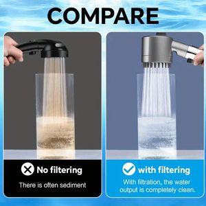 Soffione doccia portatile regolabile a 3 livelli con un pulsante di arresto dell'acqua ad alta pressione sistema a 5 filtri con sistema di massaggio a cuoio capelluto multiplo - Product Image 3