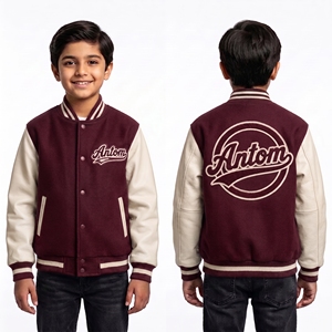 Chaqueta Varsity Personalizada, Chaqueta Letterman Verde con Bordado de Logotipo, Chaqueta Deportiva de Béisbol al por Mayor OEM ODM para Niños y Jóvenes - Product Image 2