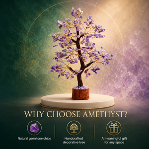 SOULWISE - Árbol Tallado a Mano con Cristal de Amatista Natural, Feng Shui, Decoración para el Hogar, Regalo de Maharashtra - Product Image 2