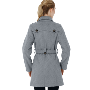 Abrigo de lana y algodón de alta calidad, largo, con doble botonadura, cinturón, cálido y a la moda para mujer. - Product Image 2