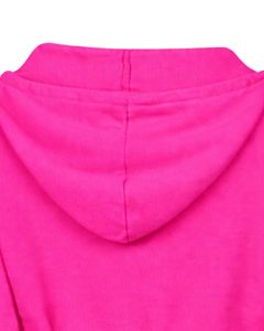 Sudadera con capucha corta rosa intenso para mujer, ajustada, de manga larga, de algodón y forro polar, estilo casual urbano, con logo personalizado, de fábrica ODM - Product Image 5