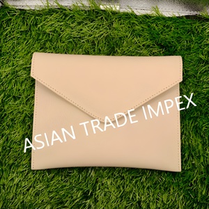 Minimalist Leather Pouch Bag Camel Color Envelope Clutch Premium Cowhide Sleeve Case <b>Magnetic</b> <b>Button</b> Closure Handcrafted Luxury - Product Image 1