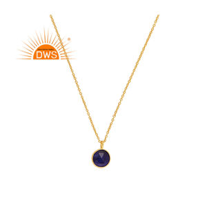 Collar con colgante de piedras preciosas de corindón de zafiro Natural chapado en oro de 18 quilates de plata esterlina más vendido, fabricante de joyería fina Demi - Product Image 4