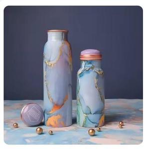 Retro Geometric Copper Water Bottle <b>Set</b> With Matching <b>Tumblers</b> Colorful Reusable Drinkware Kitchen Office Travel Gift - Product Image 6