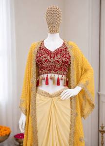 Conjunto de Salwar Kameez Bordado para Mujer, Vestido Étnico, Blusa, Dupatta, Estilo Dhoti, Traje para Boda o Fiesta, Seda de Bangalore de Secado Rápido - Product Image 3