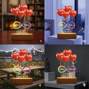 Hot Sale 3D Red Heart with <b>Rainbow</b> Infinity LED Night <b>Light</b> Romantic Acrylic Lamp for Anniversary Wedding Valentine Birthday - Product Image 2