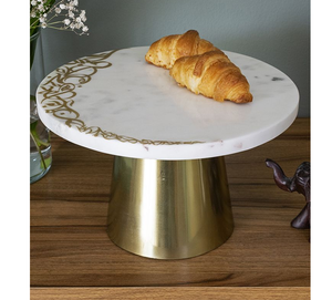 <b>Marble</b> And Brass <b>Cake</b> <b>Stand</b> Platter Reusable Arabic Conner Designer Snacks And Cupcake Decoration Round <b>Cake</b> <b>Stand</b> - Product Image 1