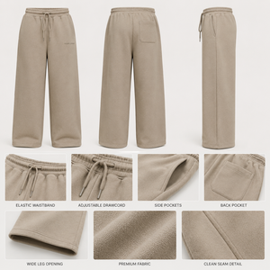 Men's Oversized Baggy <b>Fleece</b> <b>Pants</b> Heavyweight Elastic Waist OEM Embroidery 100% Cotton Breathable Winter Factory Direct - Product Image 6