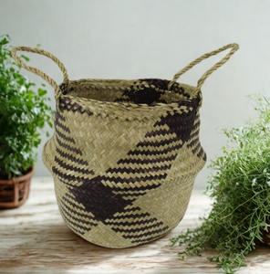 Vietnam Factory Vintage <b>Seagrass</b> Belly <b>Basket</b> - <b>Seagrass</b> Woven Storage Bin for Home Decor - Product Image 1