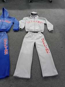 Ensemble de survêtement homme délavé à l'acide avec fermeture éclair, design personnalisé, logo et effet usé, pour le jogging - Product Image 5