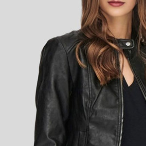 Custom Logo Genuine Leather Ladies Jackets Best Design Cropped Women's Leather Jackets Breathable Wholesale OEM Customized - Product Image 6