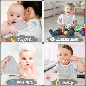 Ensemble de bavoirs pour bébé en mousseline de bambou 95% et élasthanne 5% - Bavoirs flexibles et écologiques pour bébés de 0 à 24 mois - Product Image 5