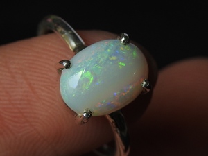 Solid Australian <b>Opal</b> <b>Ring</b>-Multi Fire 925 Sterling Silver-October Birthstone-Classic Style Prong Setting-Third Party - Product Image 5