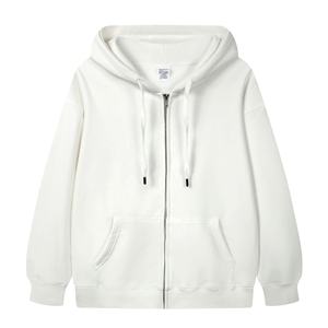 เสื้อฮู้ดมีซิปสำหรับผู้ชายผ้าฝ้าย500gsm โอเวอร์ไซส์ผ้าคอตตอนผสมโลโก้แบบกำหนดเอง - Product Image 2