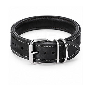 Ensemble collier et laisse pour chien en cuir avec motif uni, boucle en métal réglable et respirante avec anneau en D et boucle facile à saisir - Product Image 1