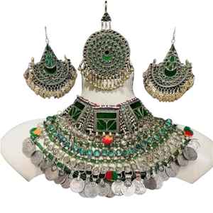 Conjunto de Collar y Aretes Largos de Diseño Moderno para Novia, Conjuntos de Joyería Afgana Hechos a Mano en Acero Inoxidable, Más Vendidos - Product Image 1