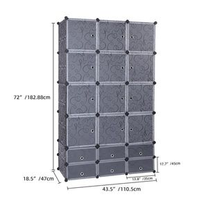 Armadio Modulare Extra Large con 18 Scomparti, Organizzatore Fai-da-Te con Asta Appendiabiti, Guardaroba Portatile - Product Image 5