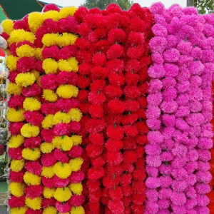 Guirnalda de Flores Artificiales de Caléndula de Tallo Largo para Decoración de Diwali, Flores Secas Indias Tradicionales/Pampas - Product Image 5