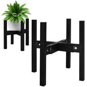 Acacia Wood Black Plant Stand with Shelf - Wholesale Modern <b>Planter</b> Holder India - Product Image 1