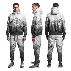 Premium Men's Glacier Ridge Nylon Windbreaker <b>Tracksuit</b> Featuring Outdoor Graphic Artwork with Lightweight Athletic Construction - Product Image 4