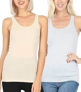 Camiseta sin mangas para mujer, 180g, al por mayor, lisa, de color sólido, mezcla triple, personalizada, ajustada, de algodón, poliéster y rayón, transpirable - Product Image 3