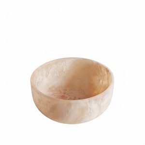 Modern Scalloped Resin Decorative Bowl For <b>Coffee</b> <b>Table</b> Centerpiece Luxury <b>Nordic</b> Style Wavy Resin Bowl With Marble Stone Effect - Product Image 2