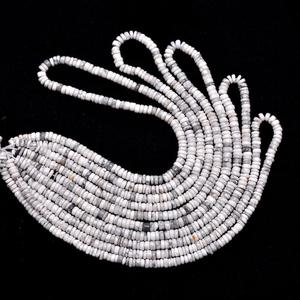 Perles de pierre naturelle Howlite lisses en forme de pneu Heishi pour la fabrication de bijoux, perles en vrac de 6 mm, blanc, prix d'usine en gros - Product Image 3