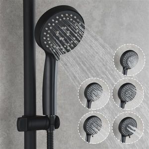 Set Doccia in Acciaio Inossidabile Nero con Asta Scorrevole Allungata per Bagno - Product Image 4