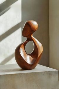 Escultura Moderna de Madera Sólida con Forma Femenina, Figura Irregular Grabada, Color Marrón, Pieza de Arte Decorativa Independiente para Hogar o Estudio - Product Image 3