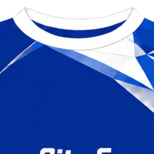 Camiseta Deportiva de Manga Corta Azul Rey y Blanca con Cuello Redondo, Diseño Geométrico, Compresión Atlética para Entrenamiento de Alto Rendimiento - Product Image 5
