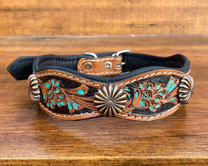 New Pet Supplies Quality Heavy Duty Luxury <b>Tooled</b> <b>Leather</b> Designer Dog Collar Personalized Cowhide <b>Leather</b> Adjustable Pet Collar - Product Image 5