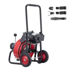 Macchina Portatile per la Pulizia degli Scarichi con Ruote a Coclea da 50 FT x 1/2 Pollici e 4 Lame, Alimentazione Automatica - Product Image 1