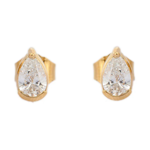 18K Rose Gold Pear Cut <b>Emerald</b> <b>Stud</b> <b>Earrings</b> for Wedding and Party - Product Image 2