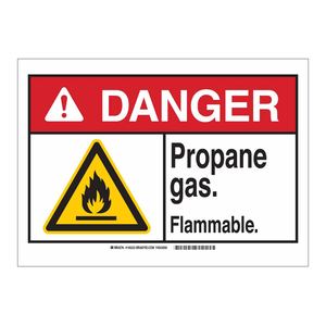 Panneau d'avertissement de danger de gaz propane Brady, panneau de sécurité pliable en acier pour intérieur et extérieur - Product Image 3