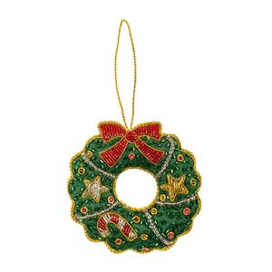 Llavero de árbol de Navidad hecho a mano, colgante floral con cuentas, adorno textil colgante, accesorio de regalo - Product Image 2