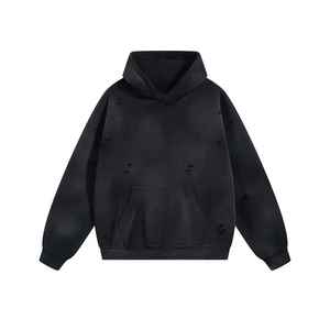 Sweat-shirt à capuche surdimensionné pour homme vert menthe, design délavé, style décontracté, tissu en molleton français, vêtement d'automne - Product Image 6