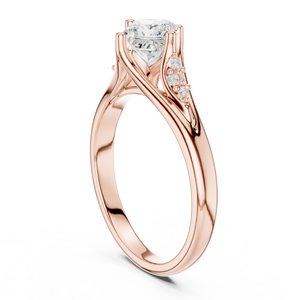 Bague solitaire vintage en moissanite taille princesse - Plaqué or rose, argent sterling 925, avec accent serti en forme de cerf-volant, pour fiançailles - Product Image 3
