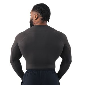 Men's Black Compression Long Sleeve T-Shirt Moisture Premium Athletic Base <b>Layer</b> Training Running Gym Fitness <b>Top</b> - Product Image 5