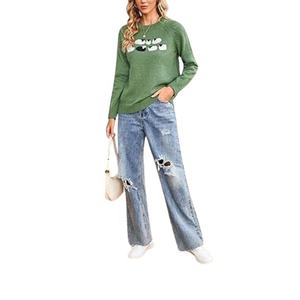 Anti-boulochage femmes lâche tricot pull à col rond pull hiver décontracté couleur unie motif 100% coton fait Bangladesh avant - Product Image 2