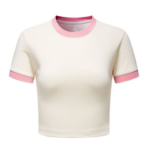 Camiseta de lona de cuello redondo con logo para mujer, estilo casual, de moda, estilo urbano, estética nostálgica, de corte regular y peso pesado para primavera - Product Image 5