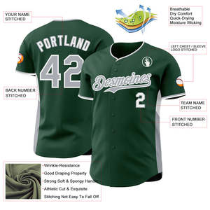 Wholesale Green <b>White</b> Baseball Jersey 160 GSM Polyester <b>Button</b> Up Team Uniform Custom Colors Sizes Sublimation Print Shirt - Product Image 3