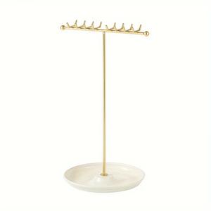 Soporte de joyería con marco curvo y doble barra, bandeja para relojes y pulseras, base antienredos para exhibición de collares, para un almacenamiento elegante - Product Image 6