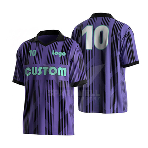 Maillot de football personnalisé pour homme, bleu marine, manches courtes, polyester respirant, col rabattu, toutes saisons, coupe régulière pour adulte - Product Image 5