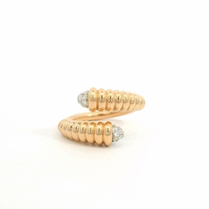 Textured Statement <b>Rings</b> Bypass Shank 14K 18K Solid <b>Gold</b> Lab Grown Diamond Luxury <b>Cocktail</b> Party Wear Jewelry Ribbed Cross <b>Rings</b> - Product Image 5