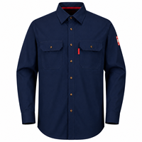 Camisa de Trabajo Unisex Azul Marino 2026, 100% Algodón FR, Manga Larga, para la Industria de Soldadura, con Bolsillos en el Pecho, Transpirable, Corte Regular