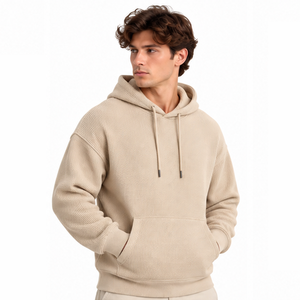Sweat à capuche en maille gaufrée pour homme, décontracté, à manches longues, thermique, streetwear, pour sports d'hiver, personnalisable, vente en gros de vêtements - Product Image 5