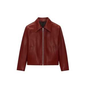 Veste en cuir véritable noir personnalisée pour homme, col classique, fermeture éclair sur le devant, ourlet côtelé, streetwear, vêtements d'extérieur tendance - Product Image 4