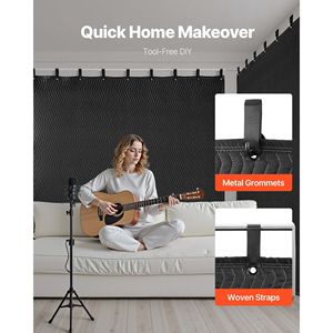 2 pz. Tappeti Fonoassorbenti da Studio con Occhielli 96x80, Pannelli Acustici, Tende Fonoassorbenti, Tappeti con Occhielli per un Migliore Suono - Product Image 4